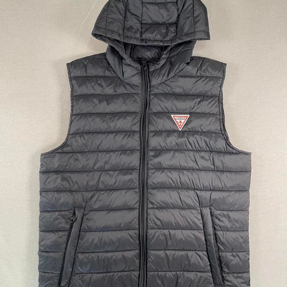 GUESS | Men’s Lightweight Hooded Puffer Vest Black | S